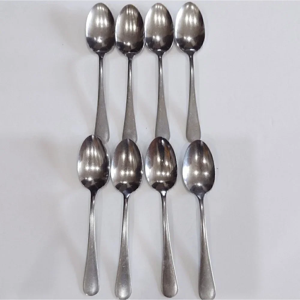 Set Of 8 Insico USA Stainless Steel Serving Spoons Flatware Oval Handle Unknown